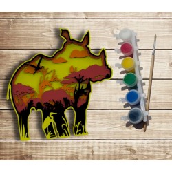 Многослойная раскраска  "Носорог"- серия Африка